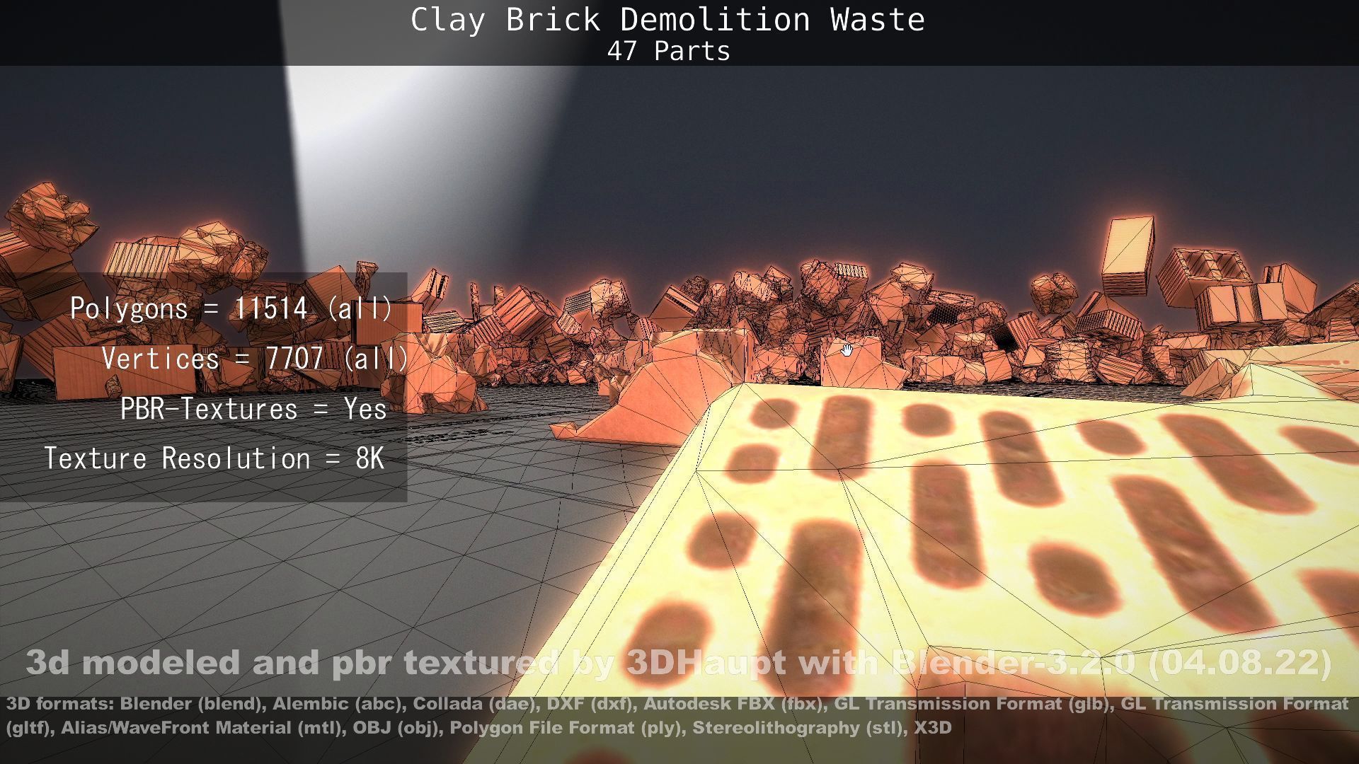 Clay Brick Demolition Waste Low-poly 3D model_144