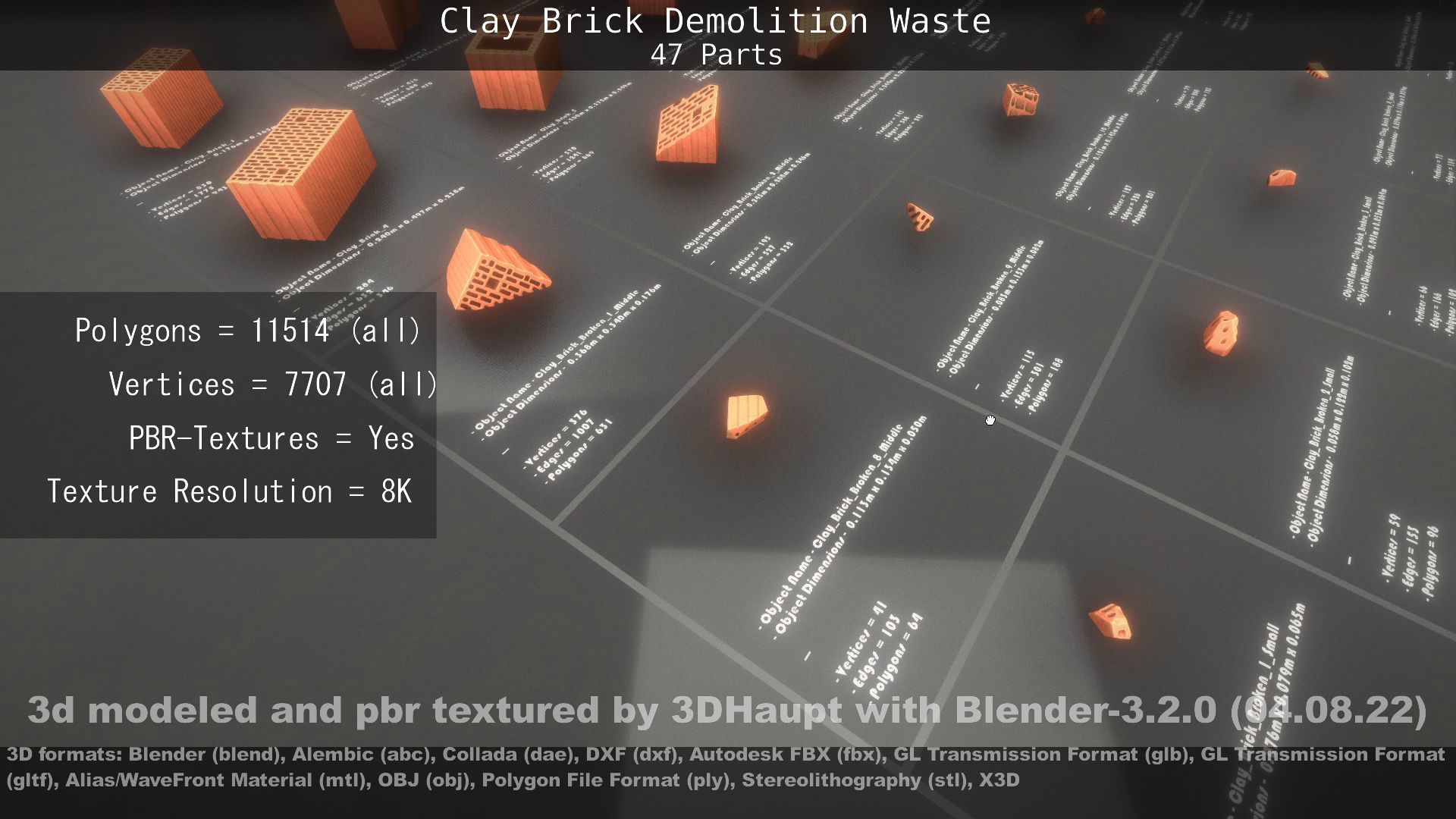 Clay Brick Demolition Waste Low-poly 3D model_131