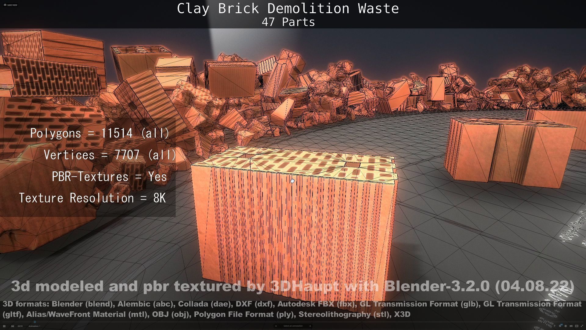 Clay Brick Demolition Waste Low-poly 3D model_133