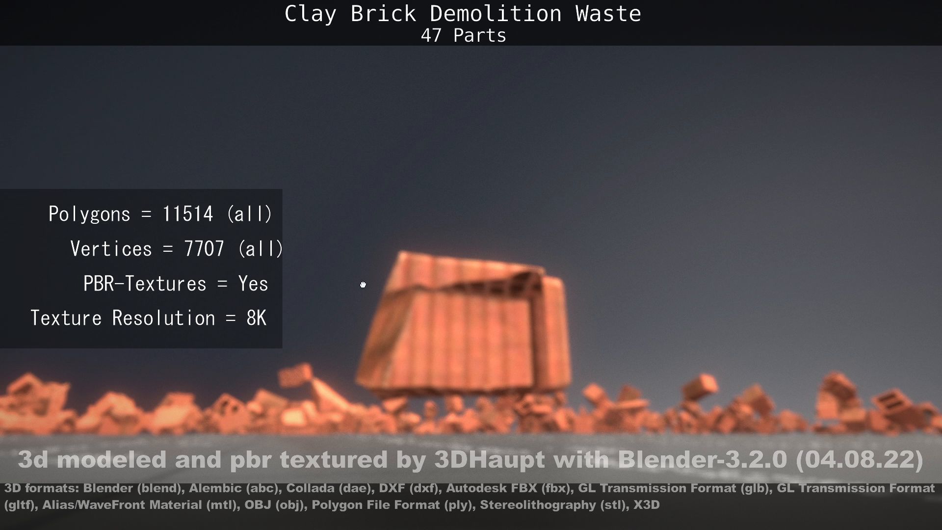 Clay Brick Demolition Waste Low-poly 3D model_150