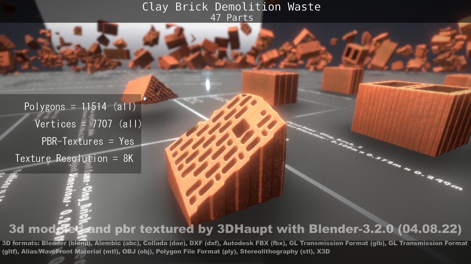 Clay Brick Demolition Waste Low-poly 3D model_140