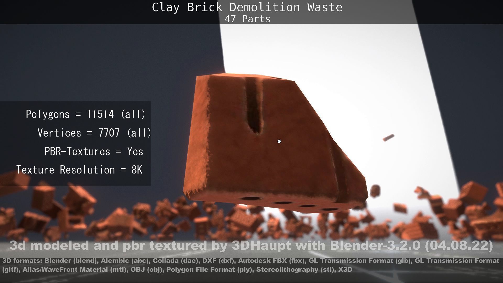 Clay Brick Demolition Waste Low-poly 3D model_67