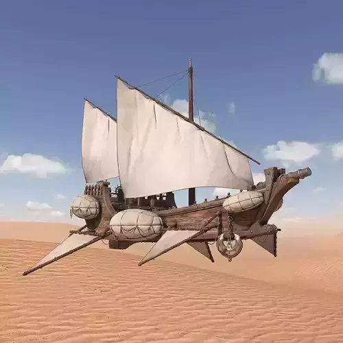 Fantasy Flying Sailing Ship 3D model