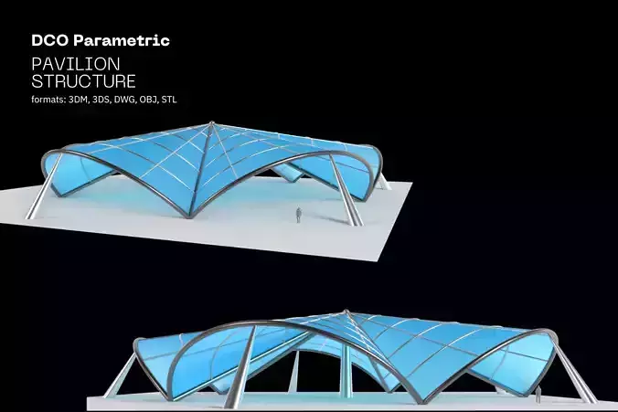 Architectural Tensile Structure 5 sides 3D model