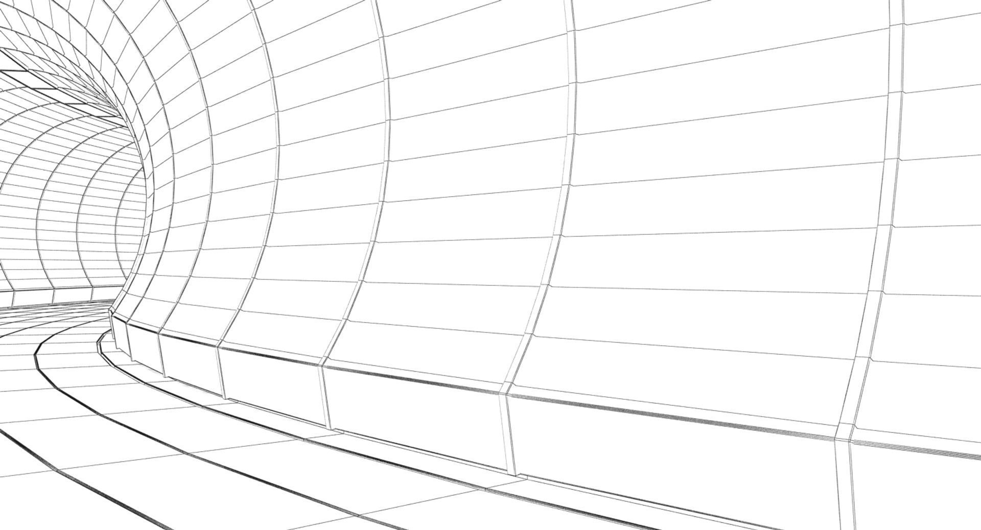 Circular Futuristic Corridor 3D model_8