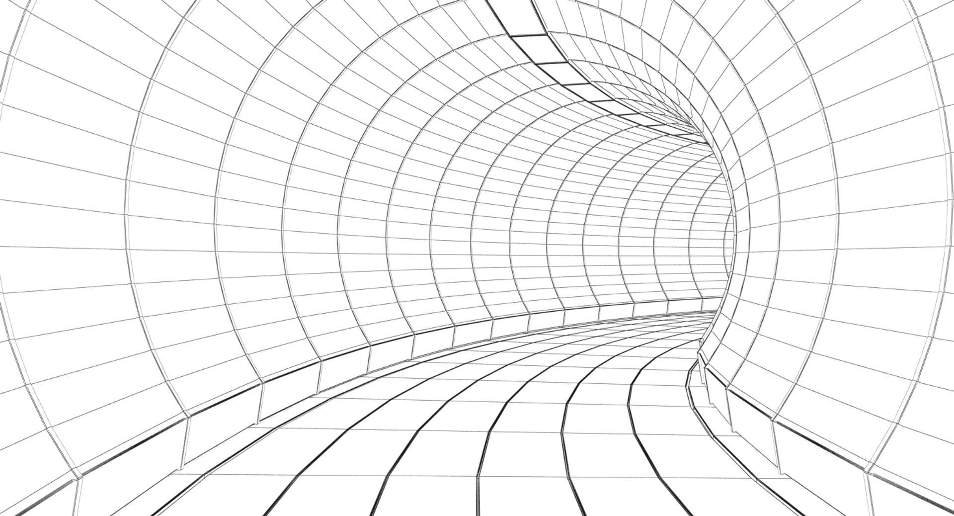 Circular Futuristic Corridor 3D model_7