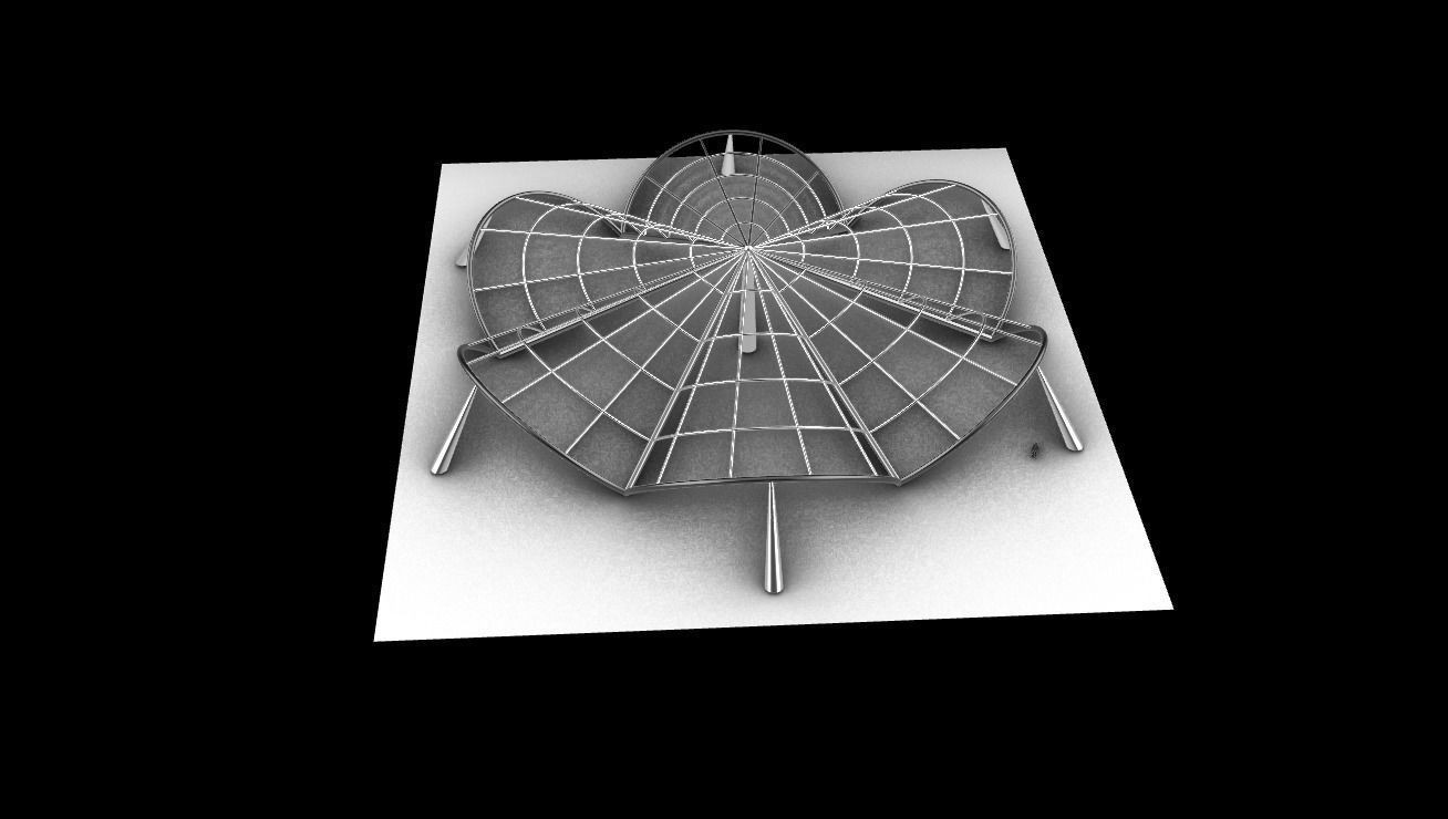 Architectural Pavilion Structure 6 sides 3D model_13