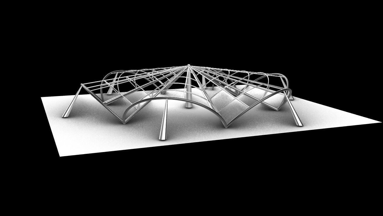 Architectural Pavilion Structure 6 sides 3D model_10