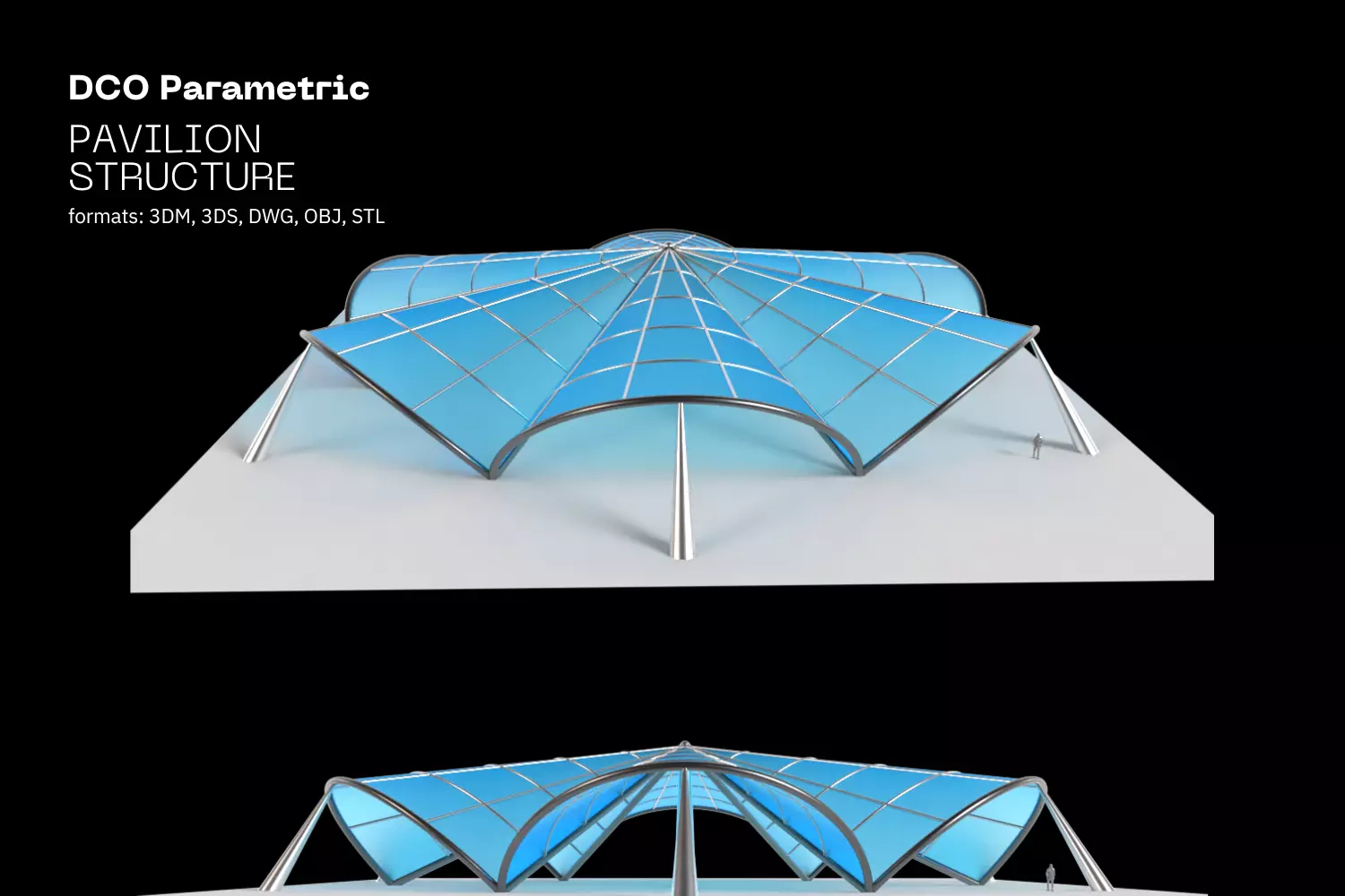Architectural Pavilion Structure 6 sides 3D model_0