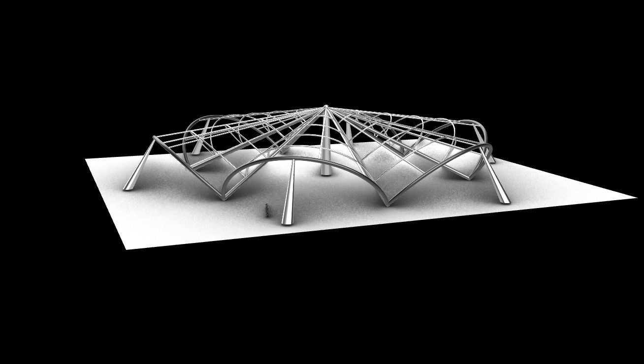Architectural Pavilion Structure 6 sides 3D model_5
