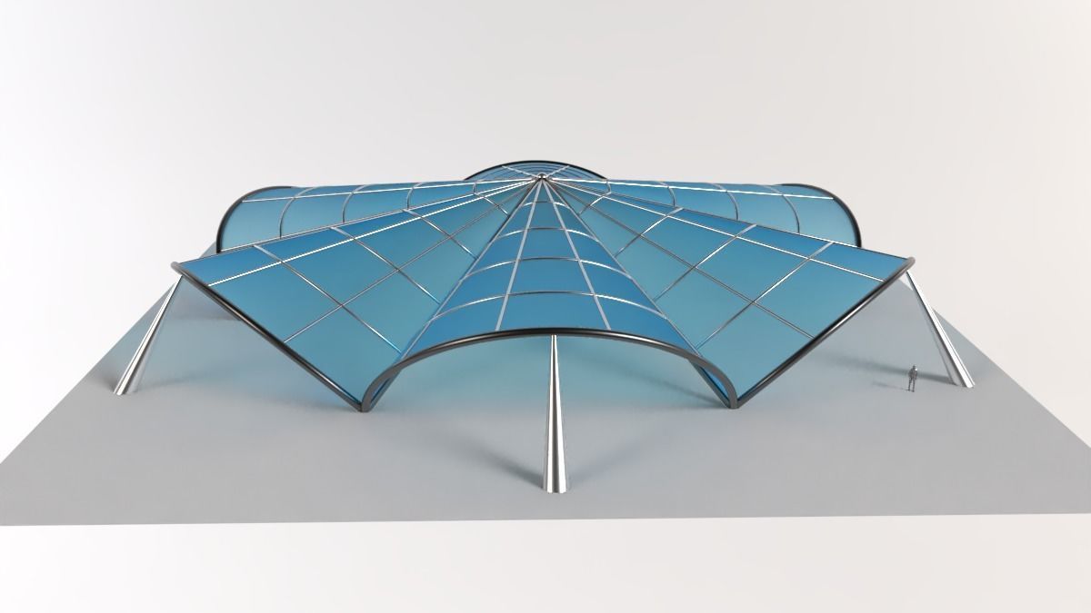 Architectural Pavilion Structure 6 sides 3D model_1