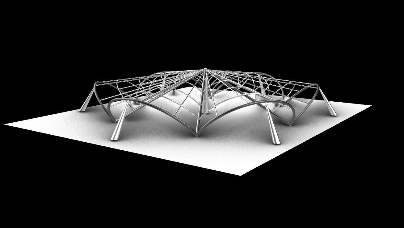 Architectural Pavilion Structure 6 sides 3D model_9