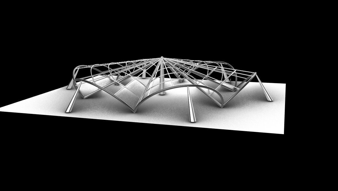 Architectural Pavilion Structure 6 sides 3D model_11