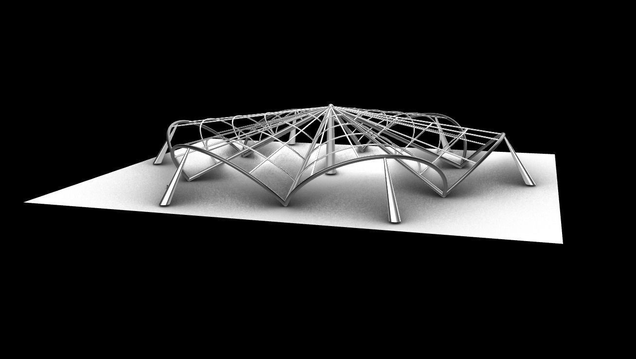 Architectural Pavilion Structure 6 sides 3D model_6