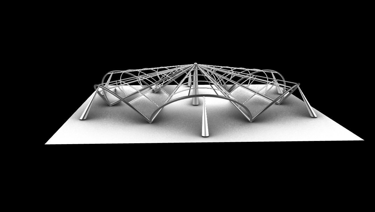 Architectural Pavilion Structure 6 sides 3D model_8