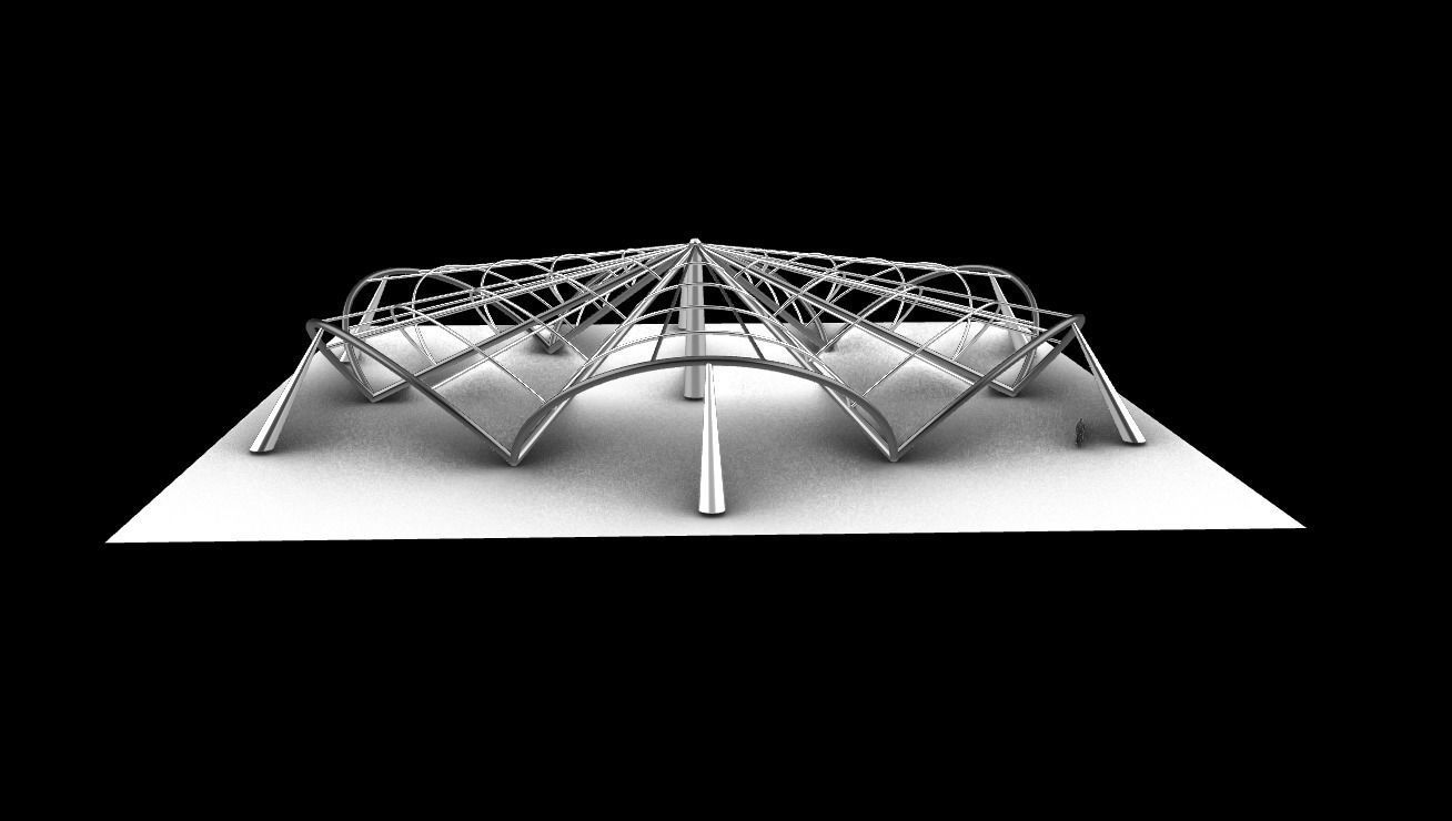 Architectural Pavilion Structure 6 sides 3D model_3