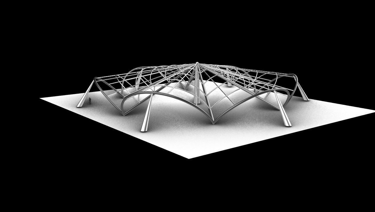 Architectural Pavilion Structure 6 sides 3D model_7