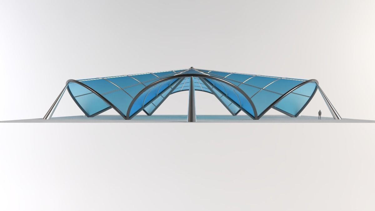 Architectural Pavilion Structure 6 sides 3D model_2