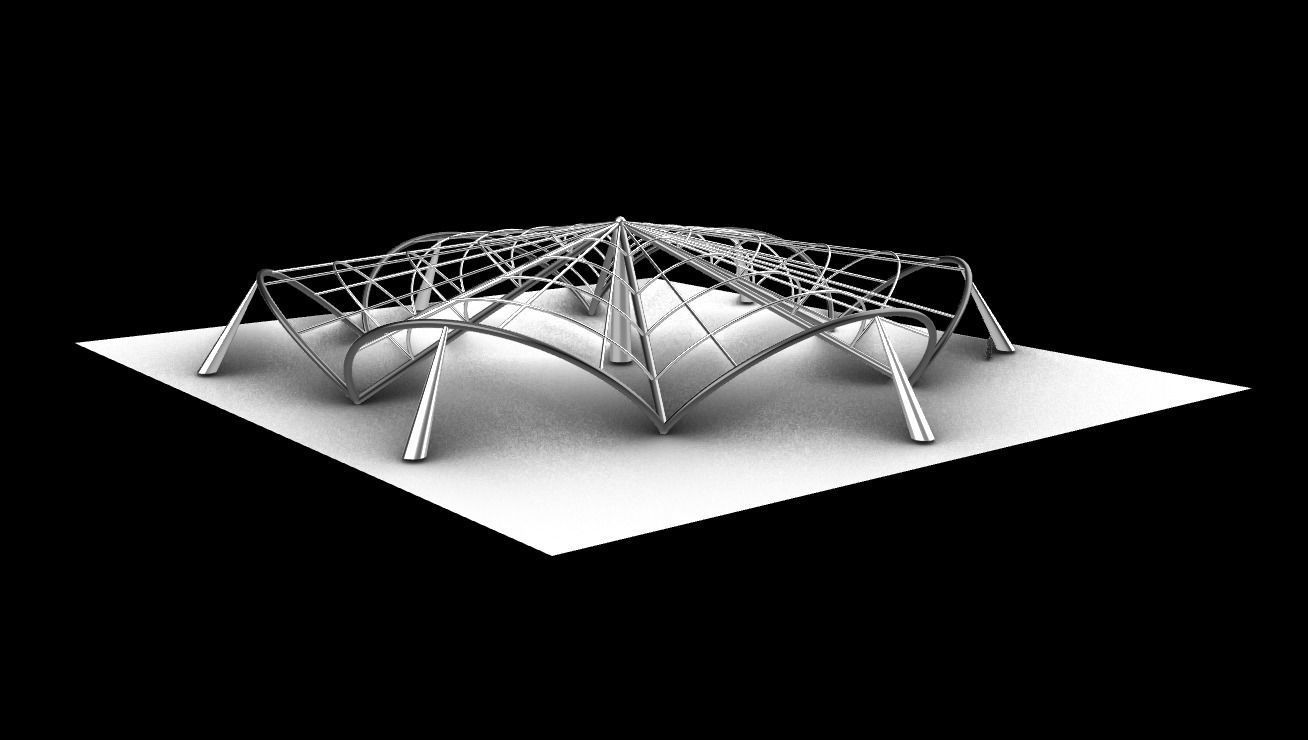 Architectural Pavilion Structure 6 sides 3D model_12