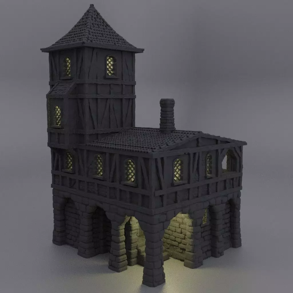 Small Village Prison Tabletop Terrain 28 mm 3D print model_0