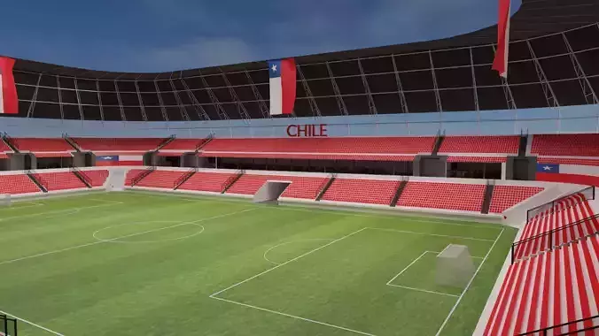 Chile Football Stadium and Interiors Low-poly 3D model