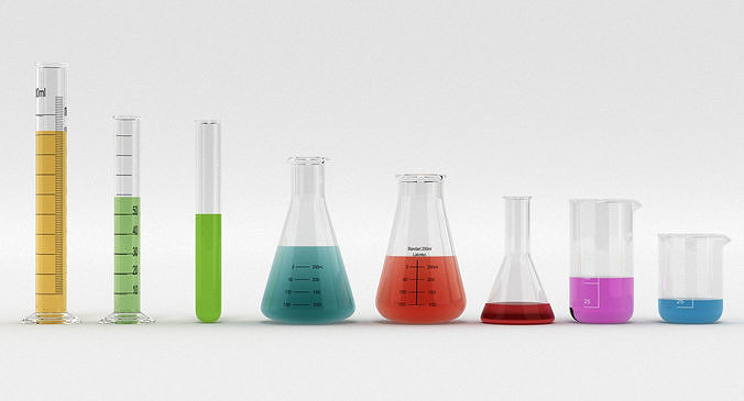 Test Tubes Flasks And Beakers 3D model