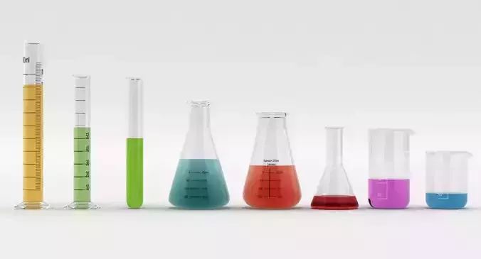 Test Tubes Flasks And Beakers 3D model