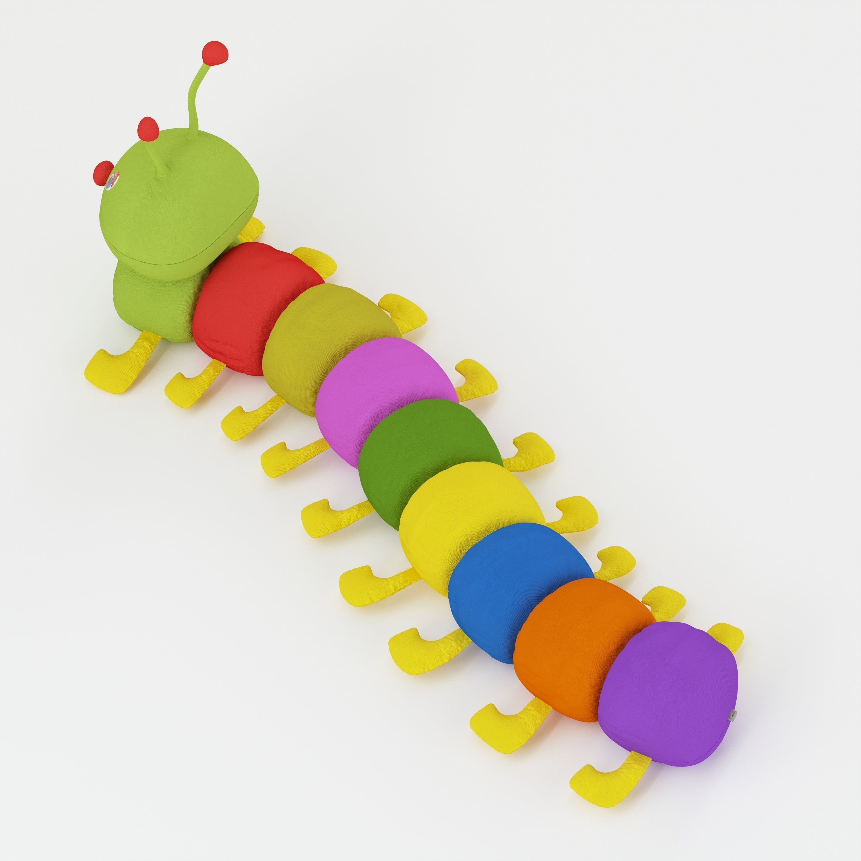 Fluffy Caterpillar Soft Toy 3D model_7