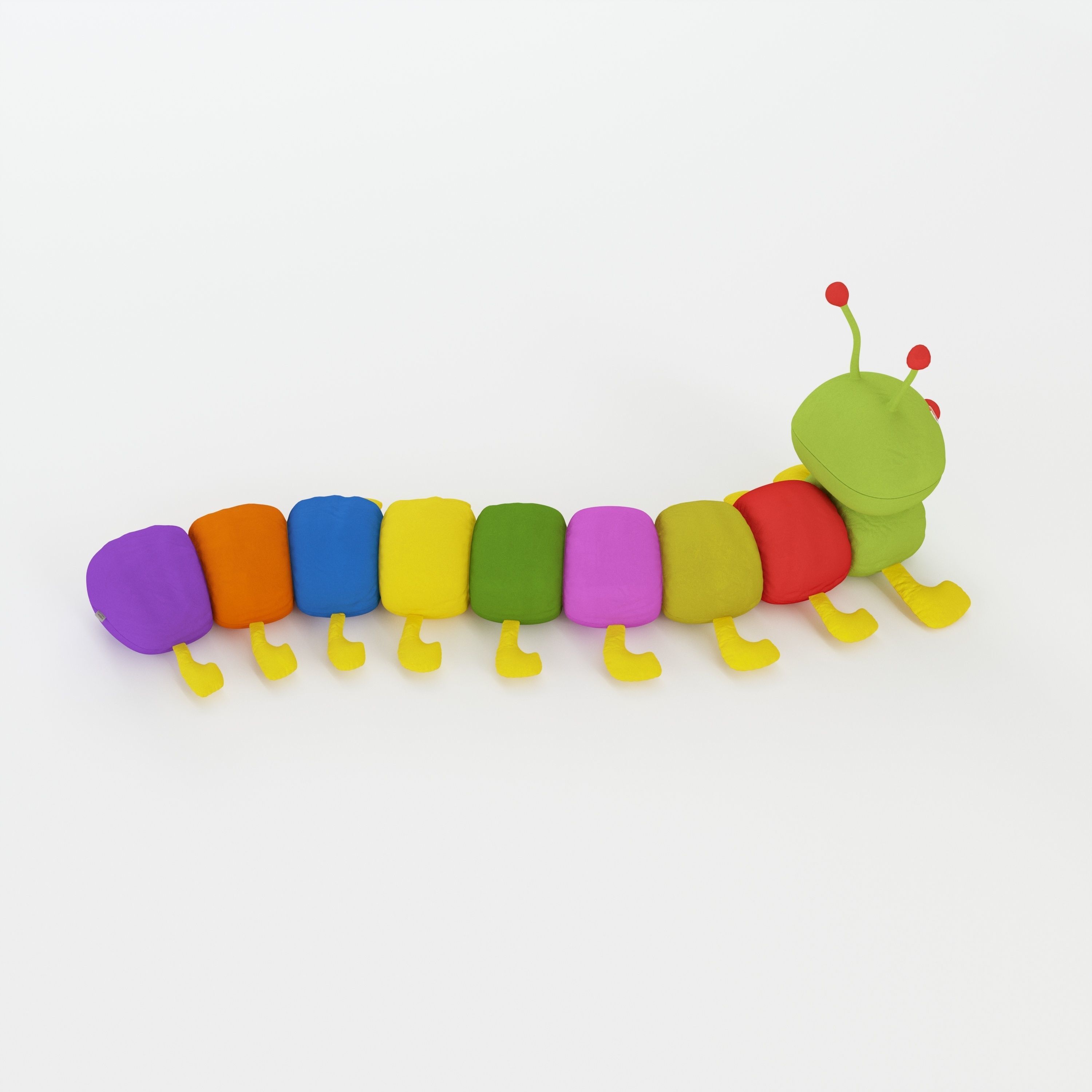 Fluffy Caterpillar Soft Toy 3D model_2