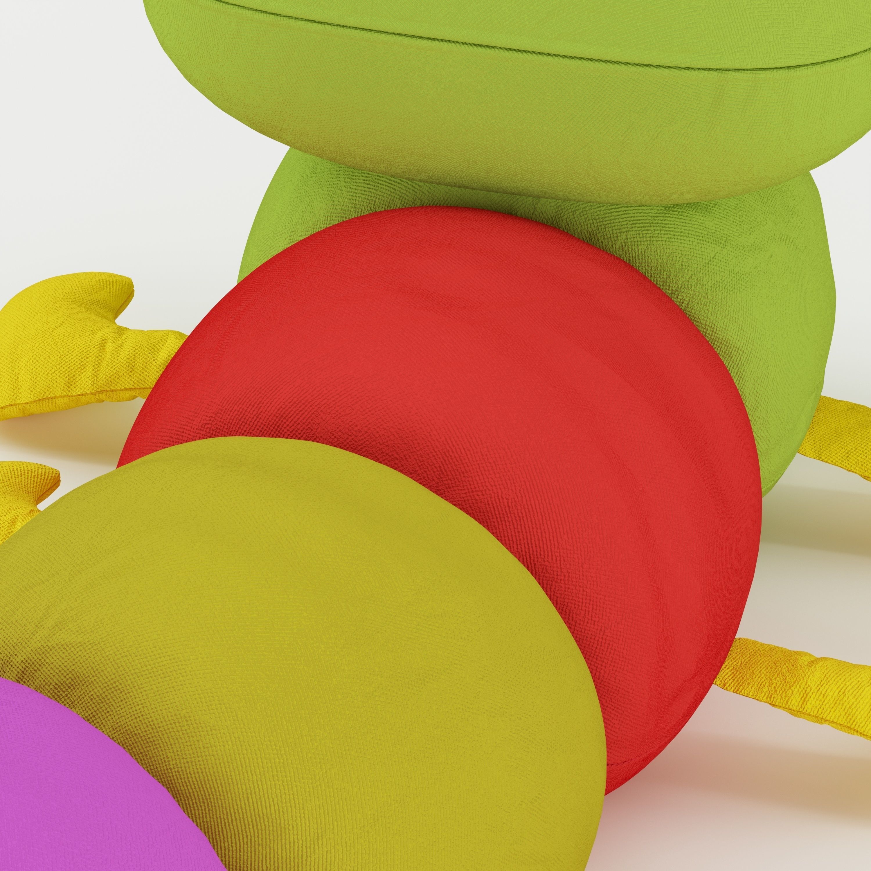 Fluffy Caterpillar Soft Toy 3D model_4