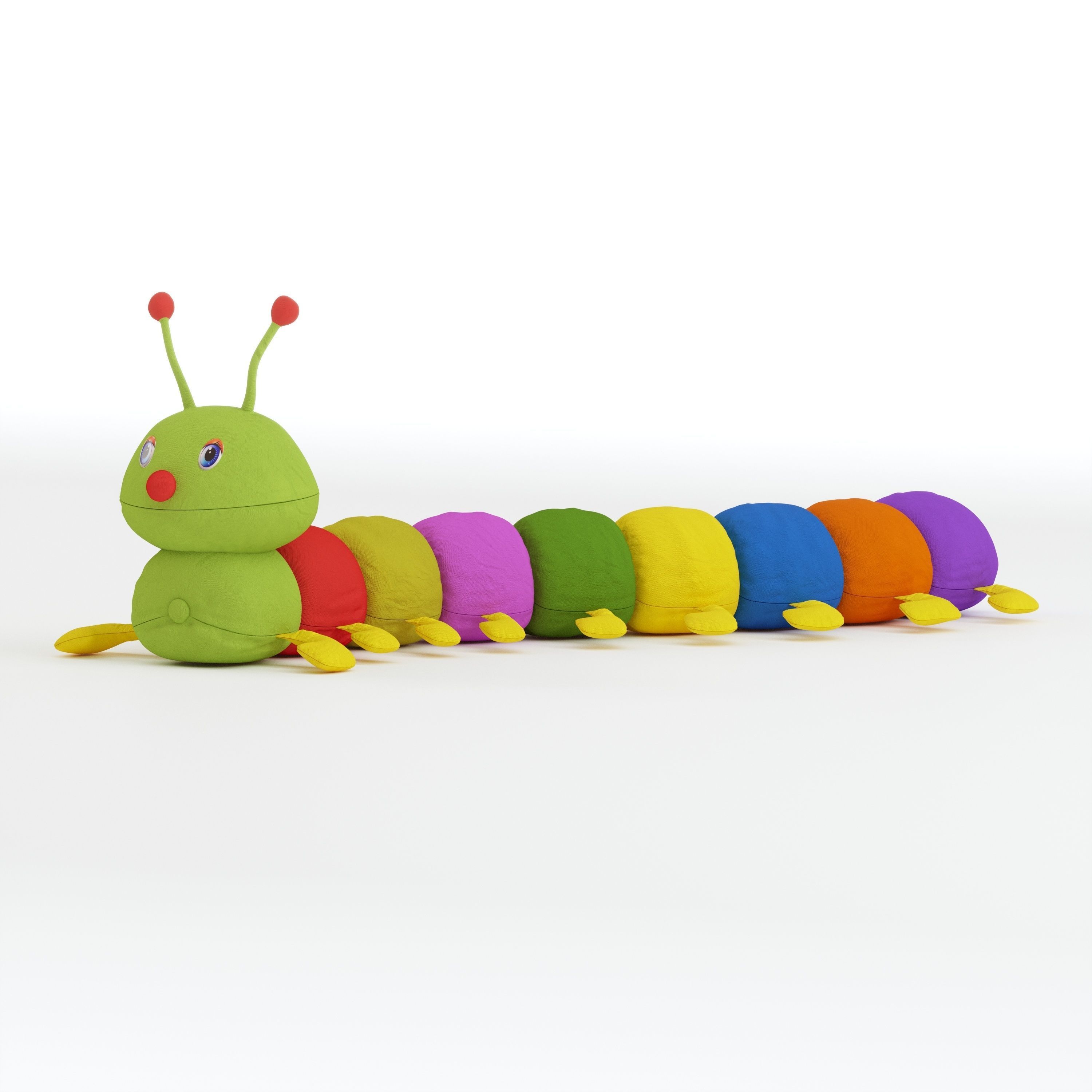 Fluffy Caterpillar Soft Toy 3D model_3