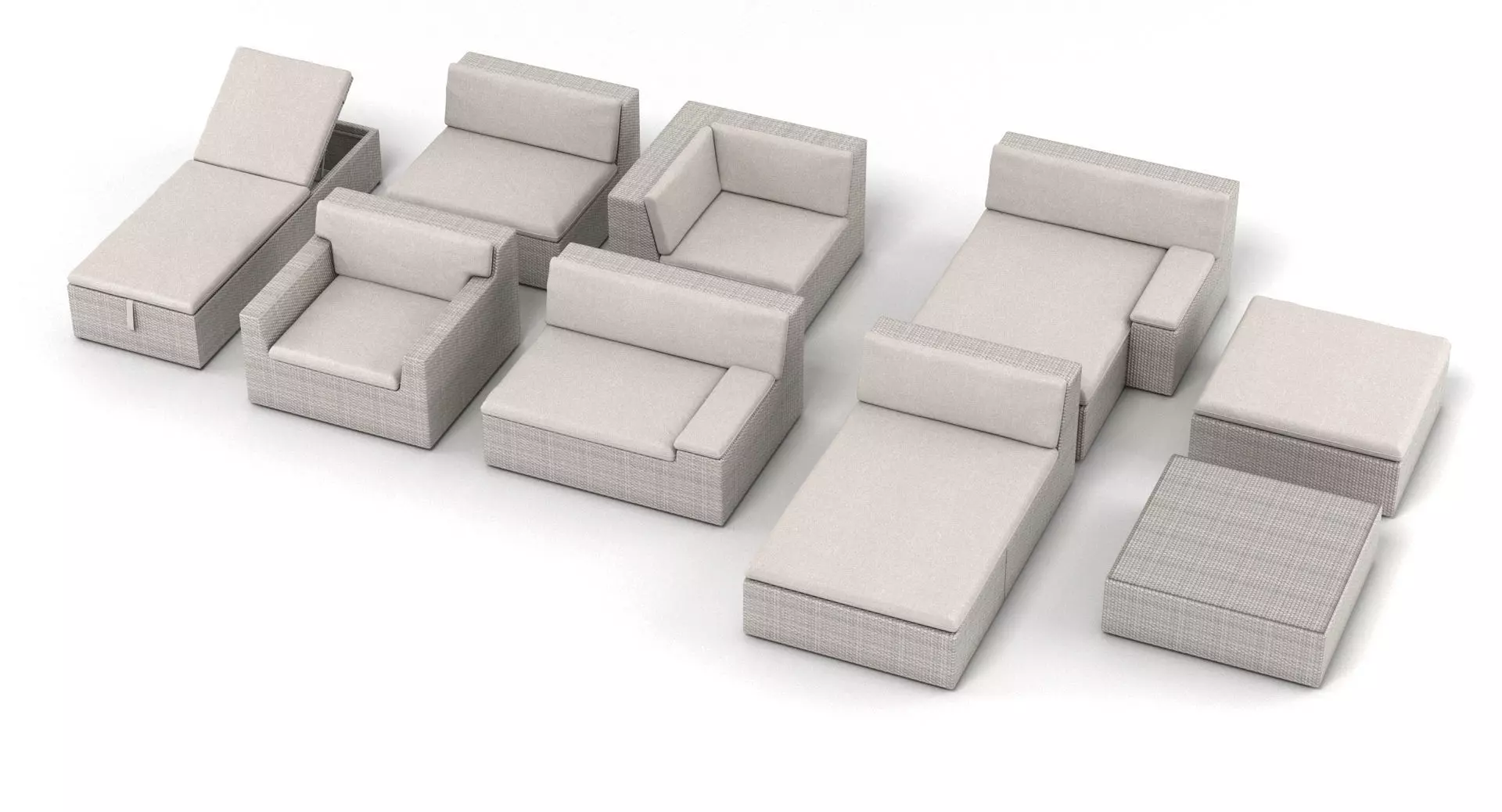 Dedon Lou Modular Rattan Garden Furniture Collection 3D model_0