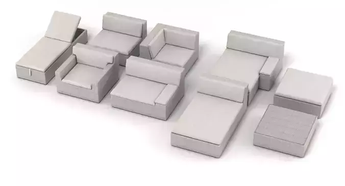 Dedon Lou Modular Rattan Garden Furniture Collection 3D model