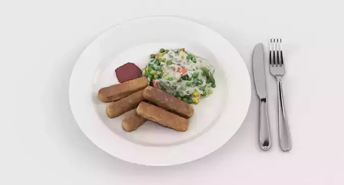 Plate With Food And Cutlery