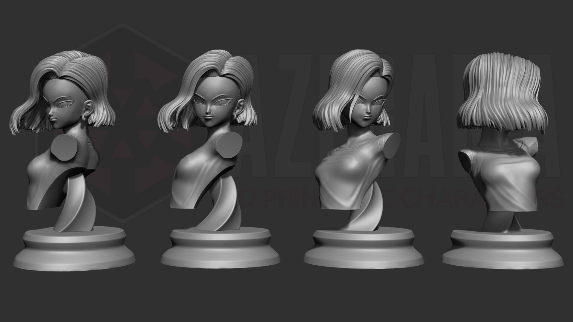ANDROID 18 Bust STL Ready for 3D Printing 3D print model_3