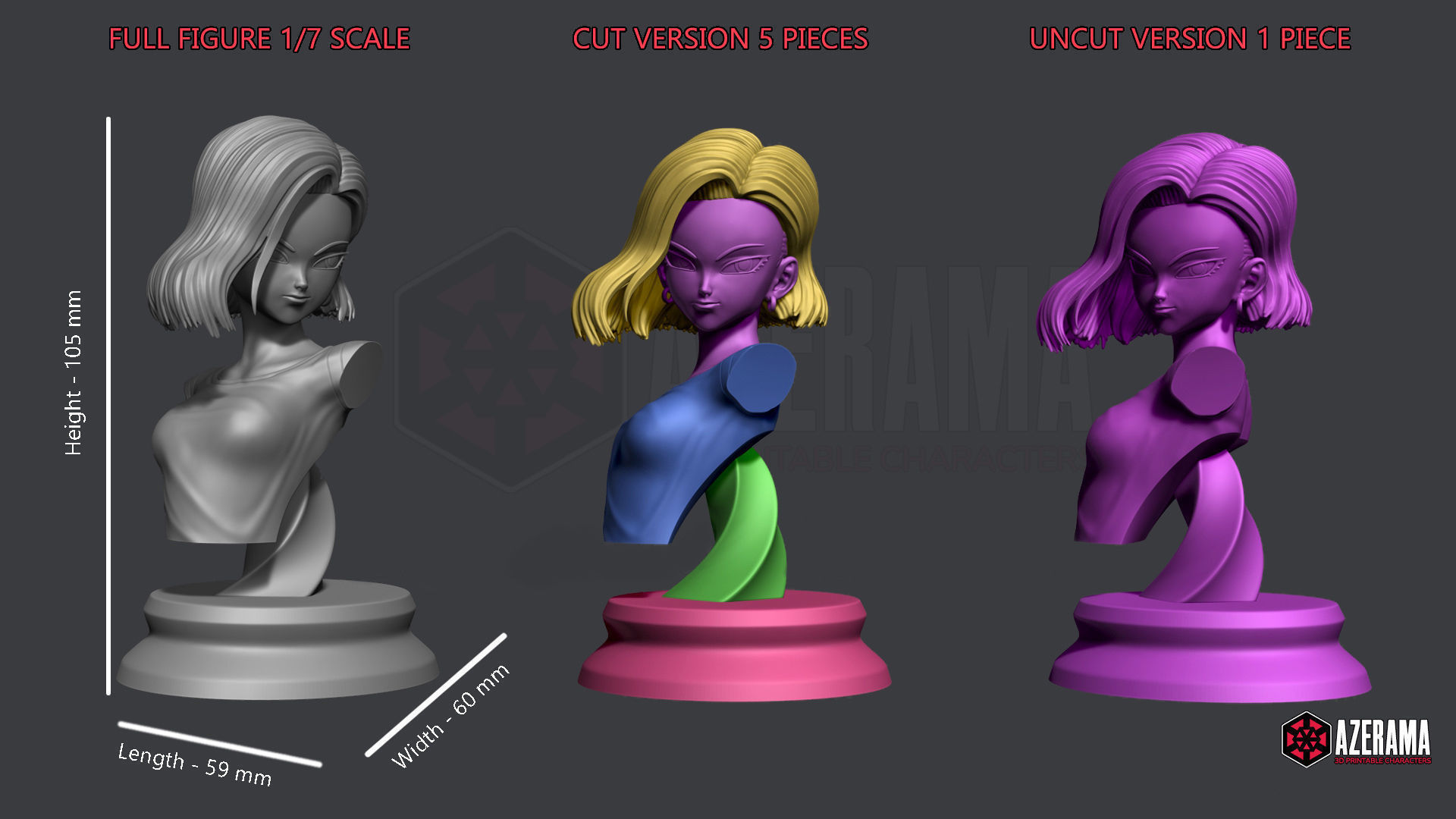 ANDROID 18 Bust STL Ready for 3D Printing 3D print model_1