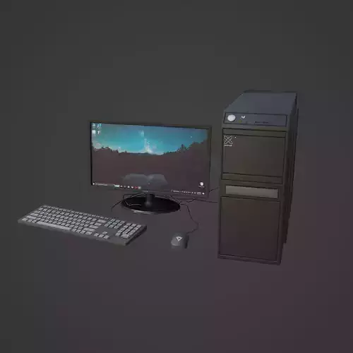 Gameready PC desktop computer - desktop computer Low-poly 3D model