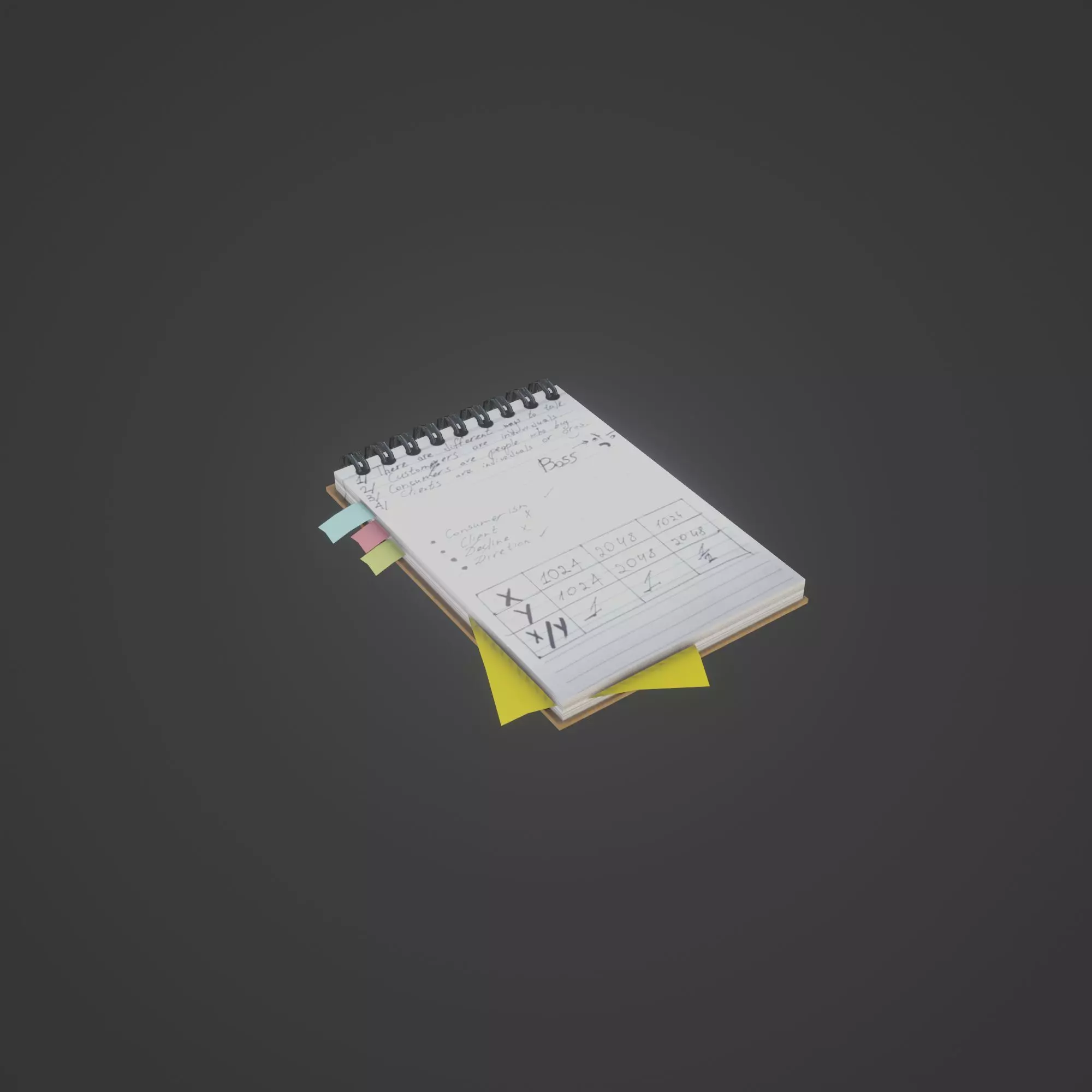 Gameready Notebook notepad Low-poly 3D model_0