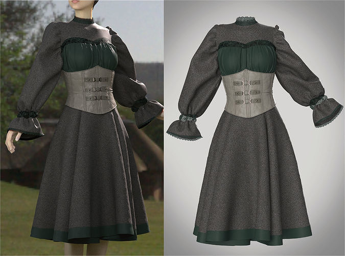 Female Vintage Dress 3D model