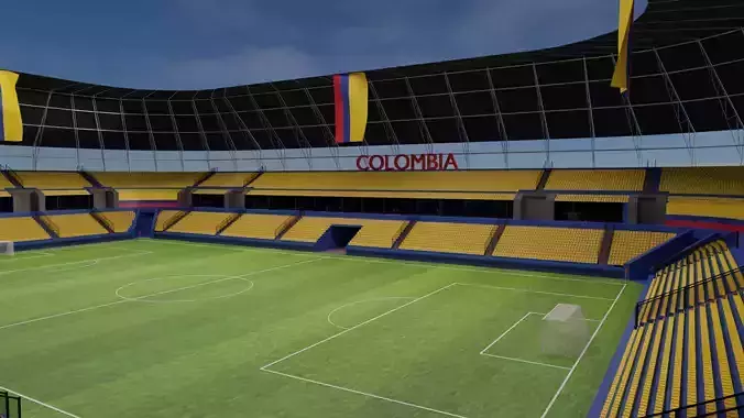 Colombia Football Stadium and Interiors Low-poly 3D model
