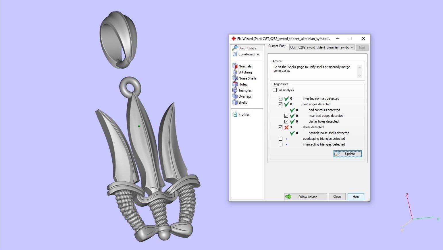 Trident Sword Ukrainian Symbol Amulet 3D print model_8