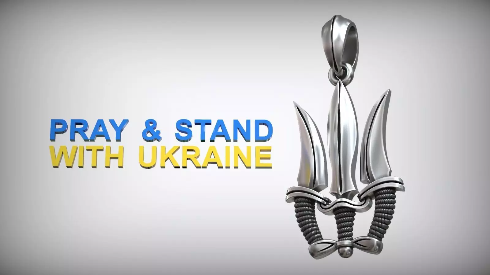 Trident Sword Ukrainian Symbol Amulet 3D print model_0