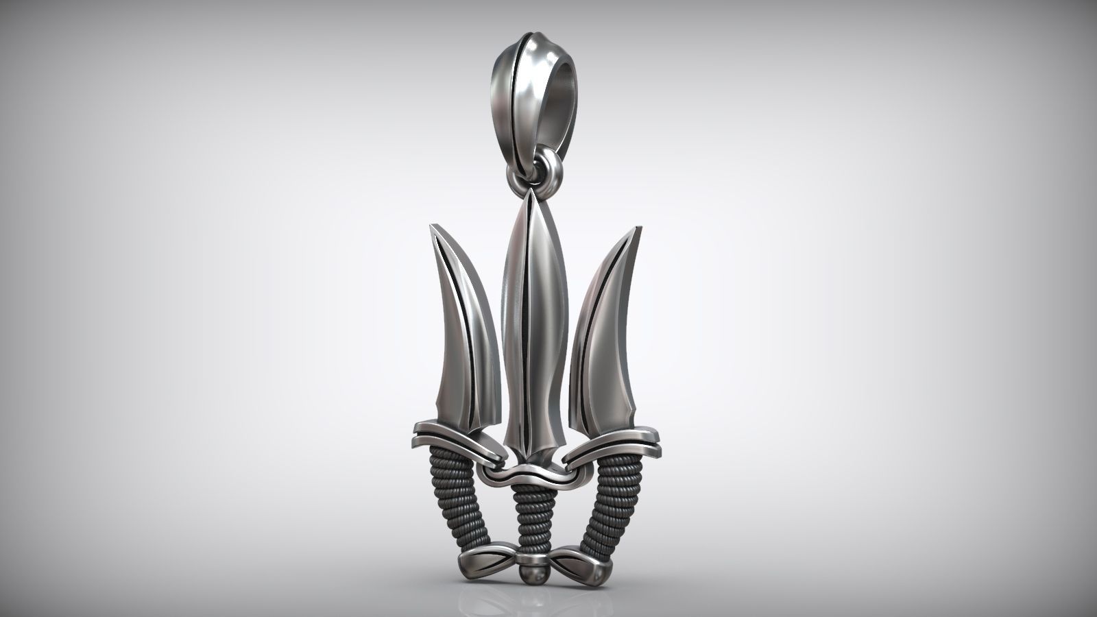 Trident Sword Ukrainian Symbol Amulet 3D print model_5
