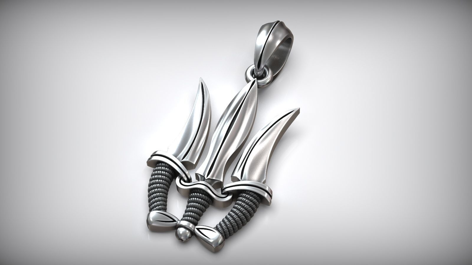 Trident Sword Ukrainian Symbol Amulet 3D print model_3