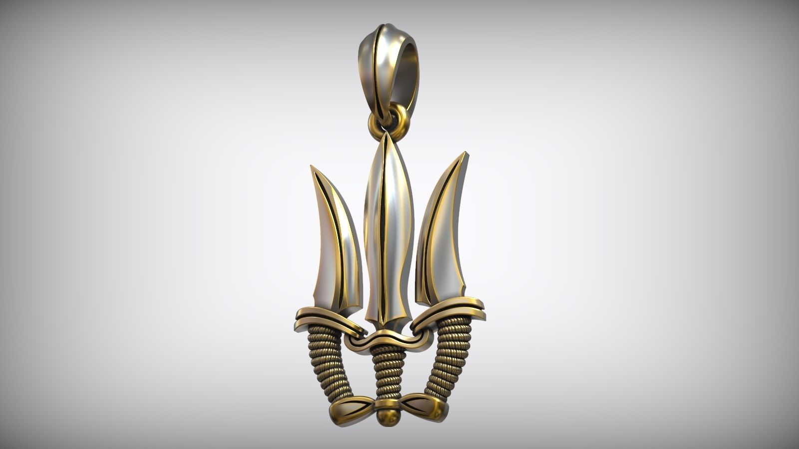 Trident Sword Ukrainian Symbol Amulet 3D print model_1