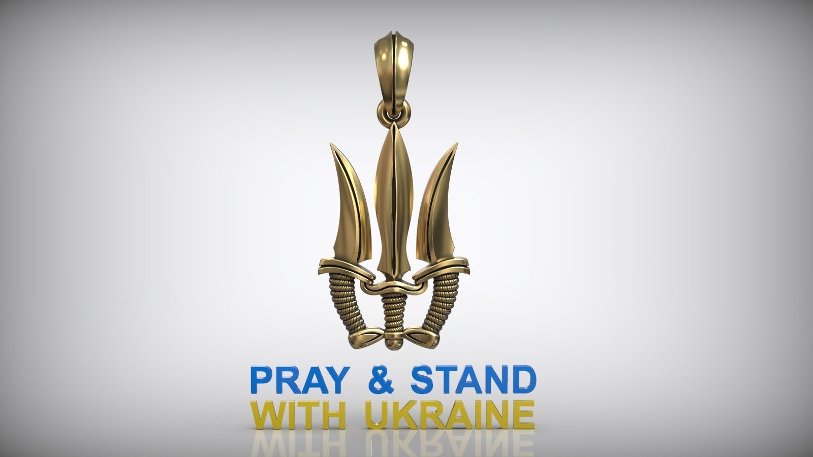 Trident Sword Ukrainian Symbol Amulet 3D print model_2