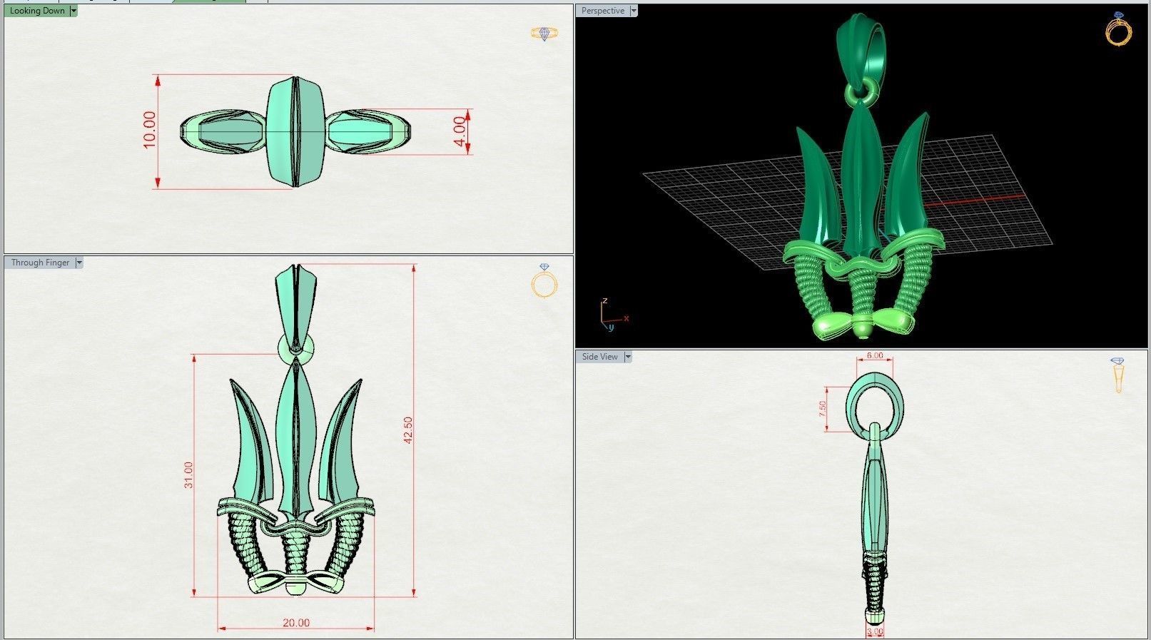 Trident Sword Ukrainian Symbol Amulet 3D print model_7