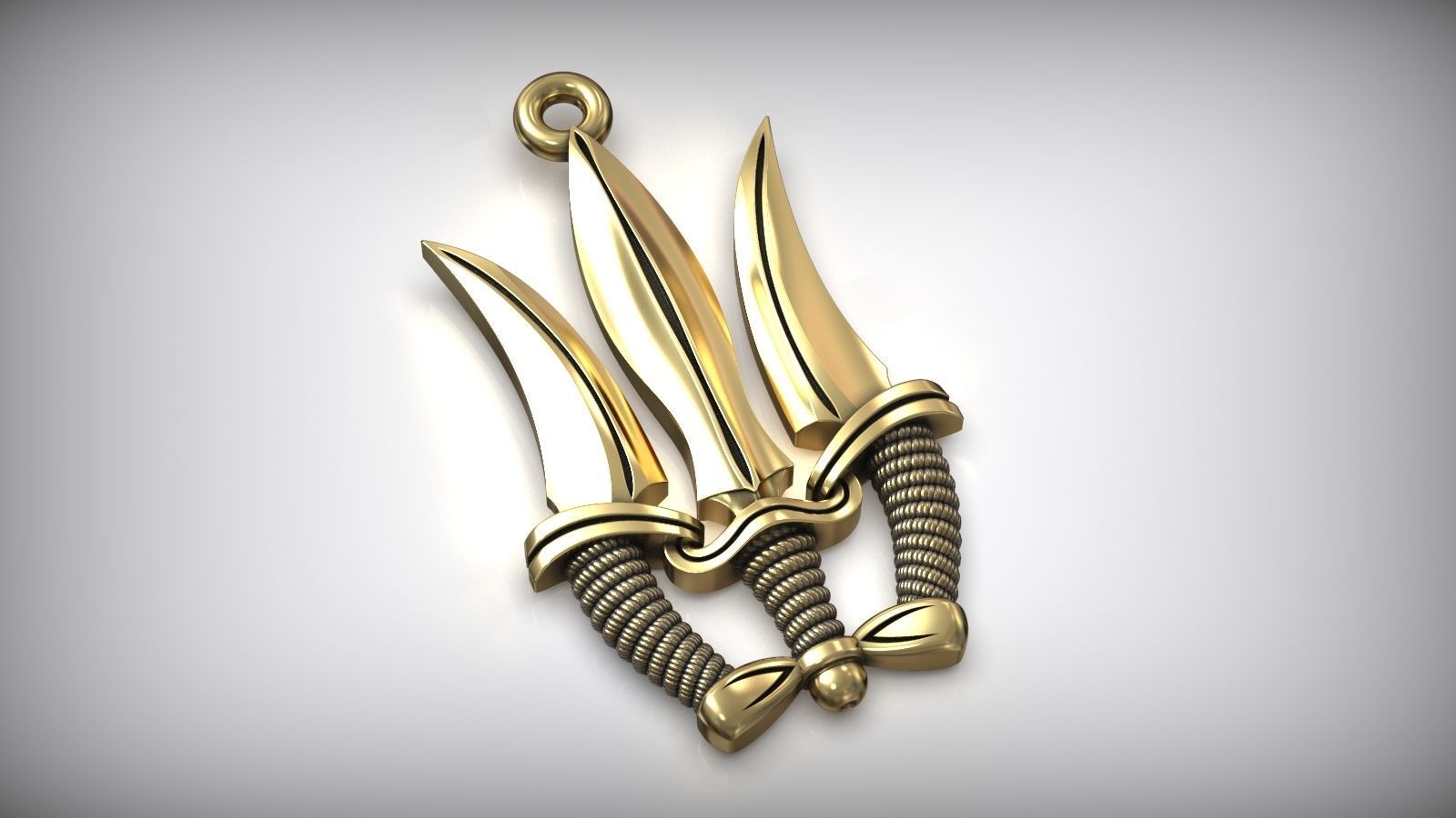 Trident Sword Ukrainian Symbol Amulet 3D print model_4