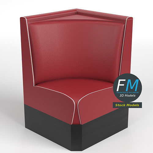 Diner booth corner couch 2 3D model