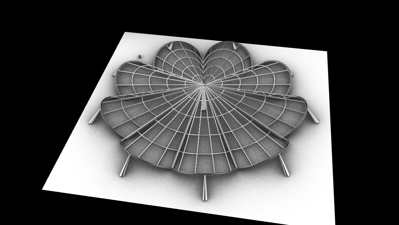 Architectural Pavilion Structure 7 sides 3D model_16